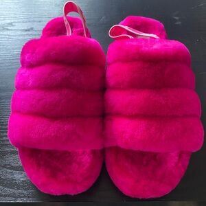 UGG Pink Fuzzy Slides/Slippers
